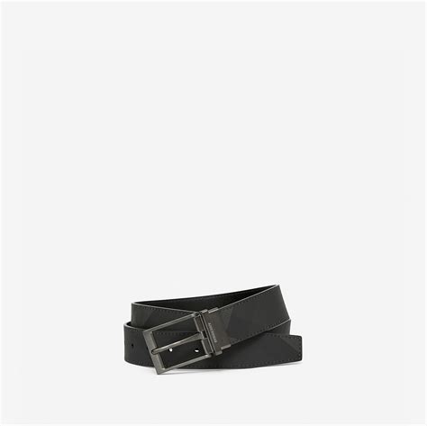 Reversible Check Belt in Charcoal/graphite 